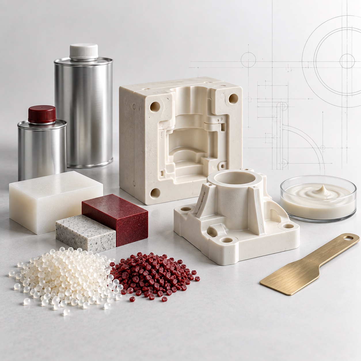 Concept illustration of industrial casting and specialty product materials